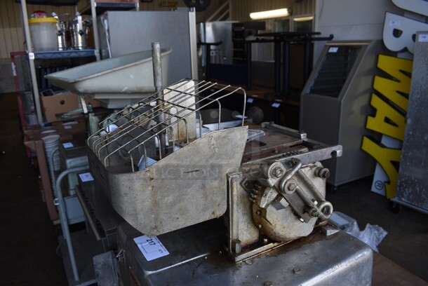 Hollymatic Super Model 54 Metal Commercial Countertop Patty Making & Forming Machine w/ Tray on Metal Commercial Portable Cart. 200 Volts, 3 Phase. 34x28x56. - Image 6 of 6