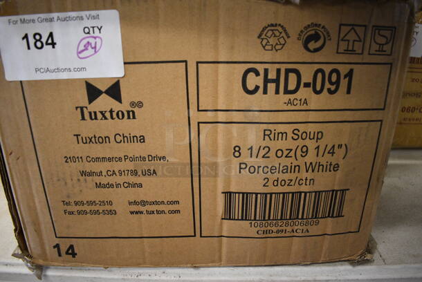 24 BRAND NEW IN BOX! Tuxton CHD-091 White Ceramic Plates. 9.25x9.25x1. 24 Times Your Bid! - Image 3 of 3