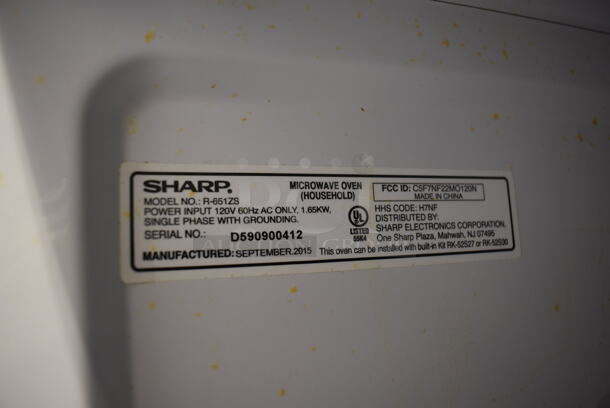 Sharp R-651ZS Stainless Steel Countertop Microwave Oven w/ Plate. 120 Volts, 1 Phase. 24x18x13 - Image 6 of 6