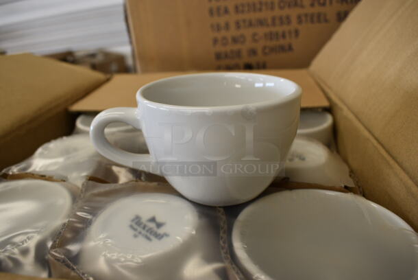 108 BRAND NEW IN BOX! Tuxton ALF-0752 White Ceramic Mugs. 5x4x3. 108 Times Your Bid!
