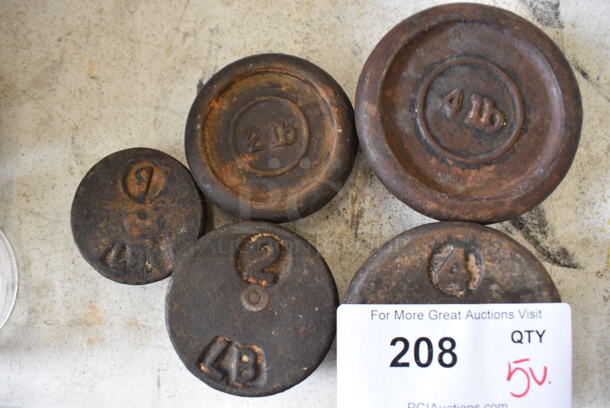 5 Metal Weights; 1 Pound, Two 2 Pound and 2 Four Pound. Includes 4x4x1.5. 5 Times Your Bid! - Image 3 of 3