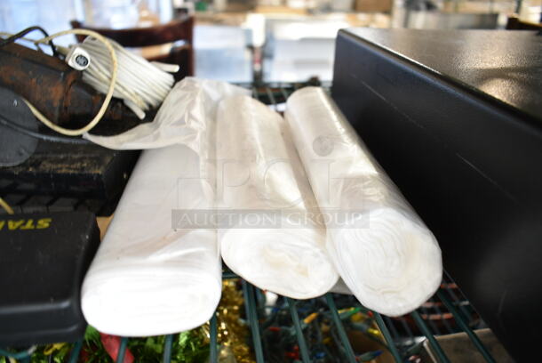 ALL ONE MONEY! Tier Lot of Various Items Including Black Metal Cash Drawer, Extension Cord, Trash Bags - Image 3 of 9