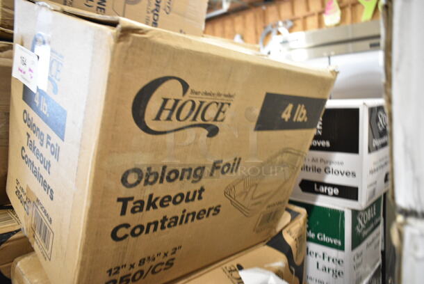 PALLET LOT of 20 BRAND NEW Boxes Including 5 Box Large Noble Gloves, 21485-50 2-1/4"x85' Thermal Paper Rolls, Bakers Mark Dough Box Dolly, 2 Box 500LFLAT32 Choice Clear Plastic Flat Lid with Straw Slot - 32 oz. - 500/Case, 612OB4LB Choice 4 lb. Oblong Foil Take-Out Container - 250/Case, Dart 12BWWCR Concorde 10-12 oz. White Non-Laminated Round Foam Bowl - 1000/Case, 795PTOBK3 Choice 7 3/4" x 5 1/2" x 2 1/2" Black Microwavable Folded Paper #3 Take-Out Container - 200/Case, Tellus 43347. 20 Times Your Bid! - Image 7 of 12