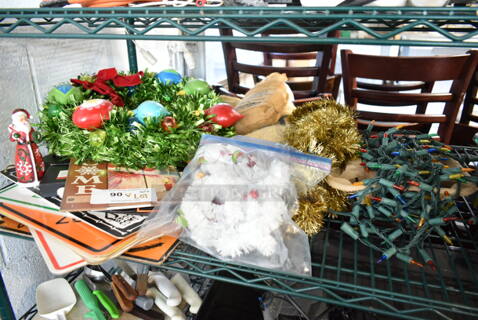 ALL ONE MONEY! Tier Lot of Various Items Including Christmas Lights, Garland, Wreath, Signs