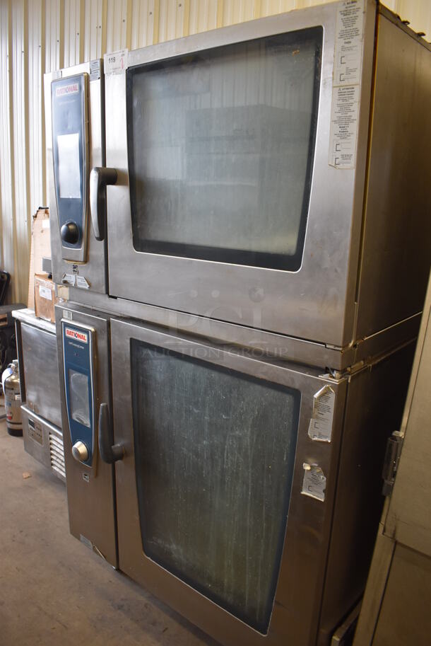 2 2016 Rational Stainless Steel Commercial Combitherm Self Cooking Center Convection Ovens on Commercial Casters. Top Model: SCC WE 62. Bottom Model: SCC WE 102. Picture of Unit Powered on is Included. 480 Volts, 3 Phase. 42x40x73. 2 Times Your Bid! - Image 2 of 9