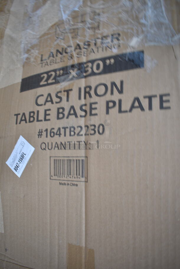 2 BRAND NEW SCRATCH AND DENT! Items; Regency 600LEGGALV12 20 1/2" Galvanized Steel Leg for Sinks and Lancaster Table & Seating 164TB2230  22" x 30" Cross Cast Iron Table Base Plate. 2 Times Your Bid! May Be Missing Pieces.  - Image 4 of 4
