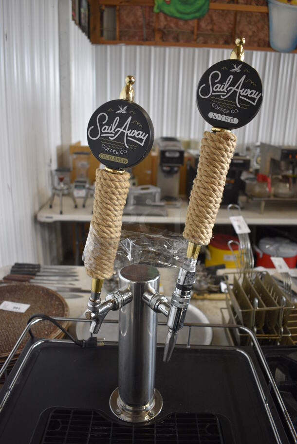 2017 Edgestar Direct Draw Kegerator w/ Beer Tower, 2 Tap Handles and 2 Fourth Size Kegs on Commercial Casters. 115 Volts, 1 Phase. 24x24x62. Tested and Working! - Image 2 of 9