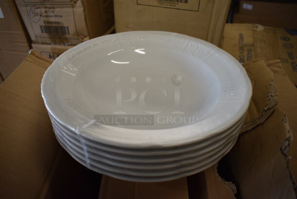 36 BRAND NEW IN BOX! Tuxton CHD-116 White Ceramic Pasta Plates. 12x12x2. 36 Times Your Bid!