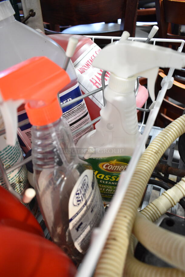 ALL ONE MONEY! White Wire Bin w/ Contents Including Spray Bottles - Image 5 of 8