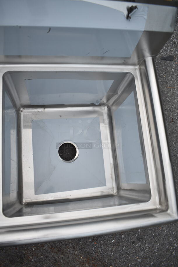 BRAND NEW SCRATCH AND DENT! Regency 600S31818 63" 16 Gauge Stainless Steel Three Compartment Commercial Sink with Stainless Steel Legs and Cross Bracing - 18" x 18" x 14" Bowls. No Legs.  - Image 4 of 7