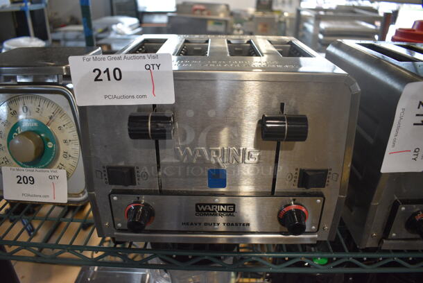 Waring Model WCT850RC Stainless Steel Commercial Countertop 4 Slot Toaster. 120 Volts, 1 Phase. 12x11x9