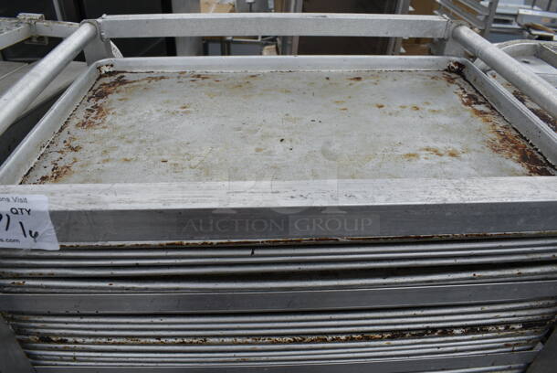 Metal Commercial Pan Transport Rack on Commercial Casters w/ 42 Metal Pans and 24 Long Pans - Image 5 of 7