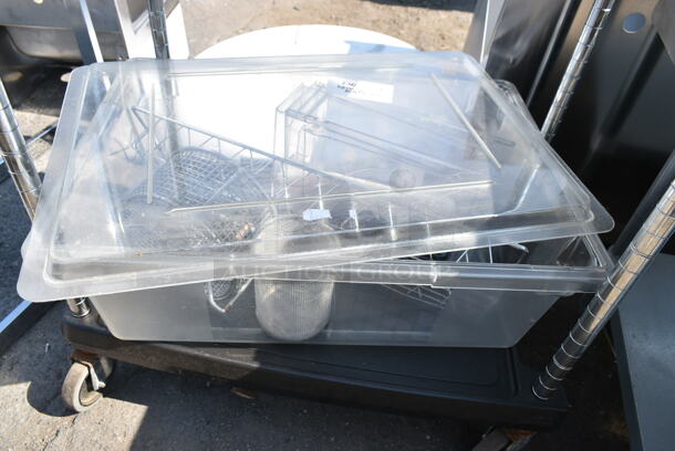 Black Poly 2 Tier Cart w/ Contents including Metal Wire Bins. - Image 7 of 12