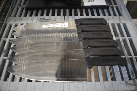 6 Sharpened Stainless Steel Chef Knives. 15". 6 Times Your Bid!