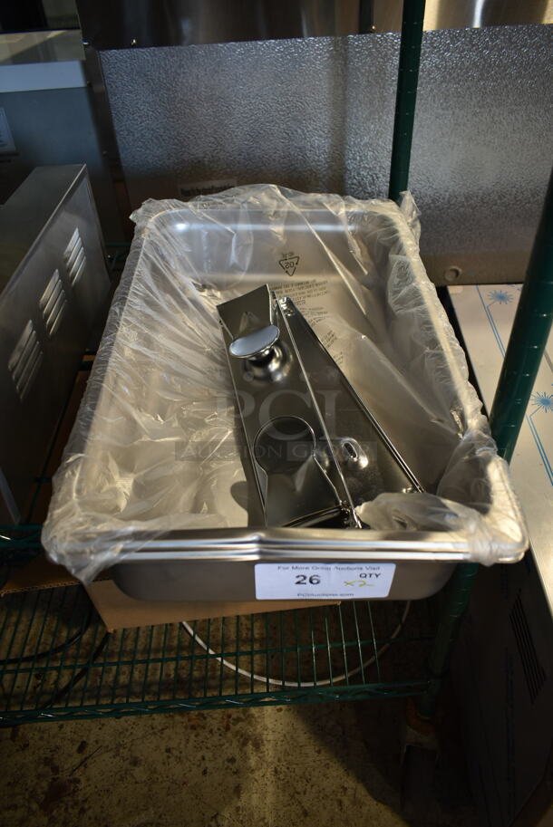 ALL ONE MONEY! BRNAD NEW Lot of 2 Stainless Steel Full Size Drop In Bins and 2 Metal Pieces. Includes 1/1x4 - Image 1 of 4