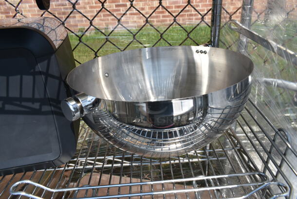 Chrome Finish 4 Tier Shelving Unit on Commercial Casters w/ Contents Including Stainless Steel Drop In Bins, Iced Tea Holder Dispenser. BUYER MUST DISMANTLE. PCI CANNOT DISMANTLE FOR SHIPPING. PLEASE CONSIDER FREIGHT CHARGES.  - Image 5 of 12