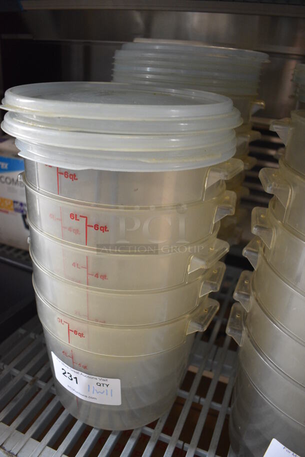 ALL ONE MONEY! Lot of 11 Clear Poly 6 Quart Bins and 11 Lids! 10x9x8 - Image 2 of 3