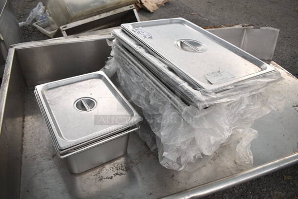 10 Various Stainless Steel Drop In Bins; 8 Full Size w/ 4 Lids and 2 1/2 Size w/ 2 Lids. 10 Times Your Bid! - Image 1 of 4