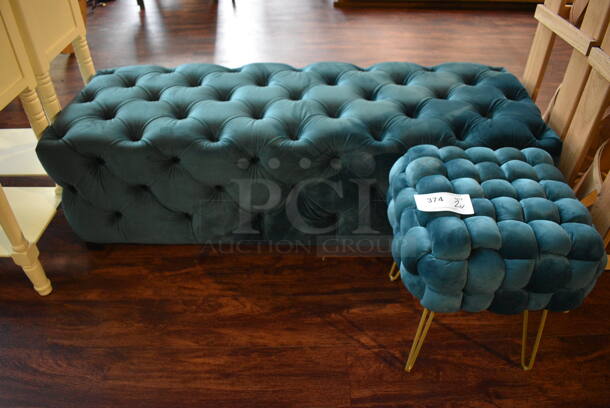 2 Blue Seats. 15x15x16, 49x18x16. 2 Times Your Bid! (lounge)