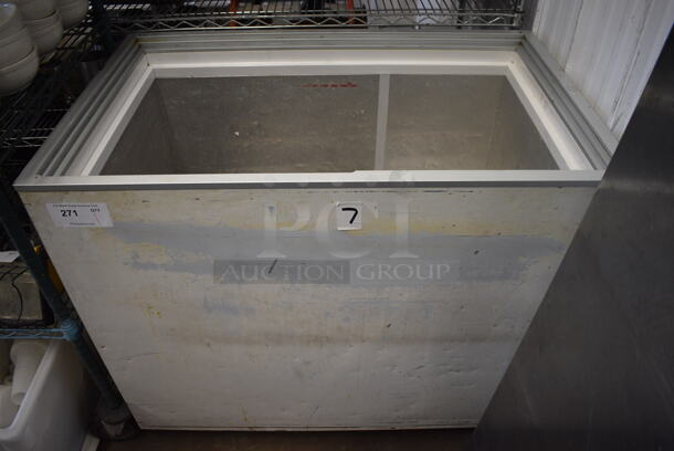 Metal Commercial Chest Freezer on Commercial Casters. 39x24x35. Tested and Working!