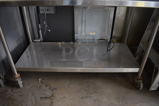 Stainless Steel Commercial Table w/ Back Splash, Side Splashes, Side Speedwell and Under Shelf on Commercial Casters. 64x30x52 - Image 4 of 4