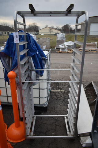 Metal Commercial Pan Transport Rack w/ Rack Oven Guide on Commercial Casters.