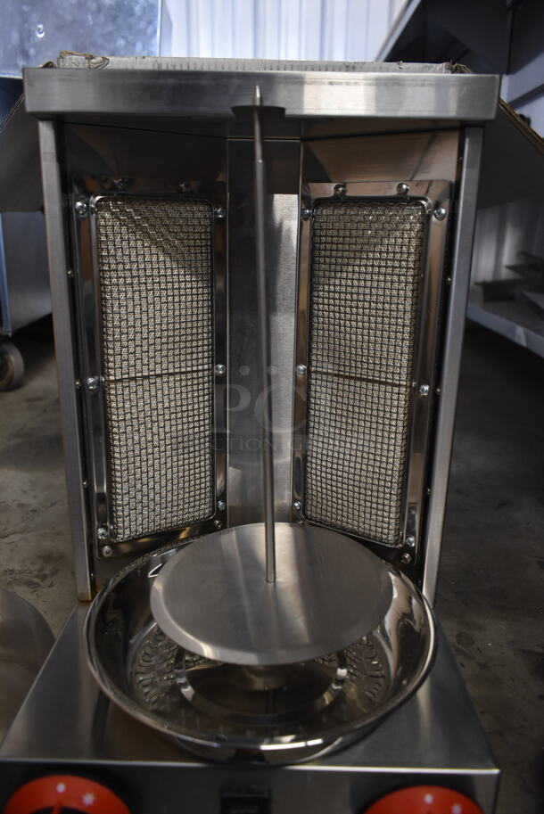 BRAND NEW SCRATCH AND DENT! 2022 GB-25A Stainless Steel Commercial Countertop Propane Gas Powered Gyro Shawarma Machine.  - Image 10 of 11