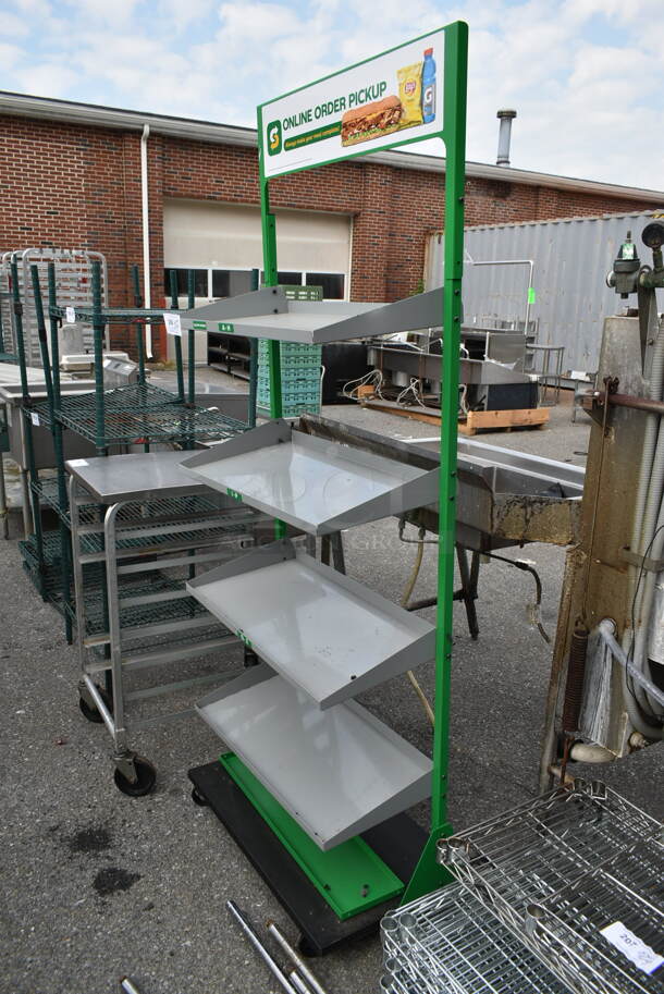 Gray and Green Metal 4 Tier Shelving Unit - Image 4 of 4