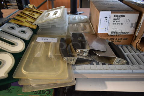 ALL ONE MONEY! Lot of Clear Poly Drop in Bin Lids and 3 Nemco Salad Tossers