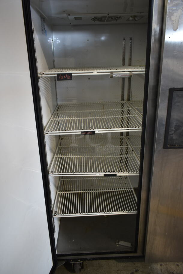 2014 True TG2R-2S ENERGY STAR Stainless Steel Commercial 2 Door Reach In Cooler w/ Poly Coated Racks on Commercial Casters. 115 Volts, 1 Phase. Tested and Working! - Image 5 of 8