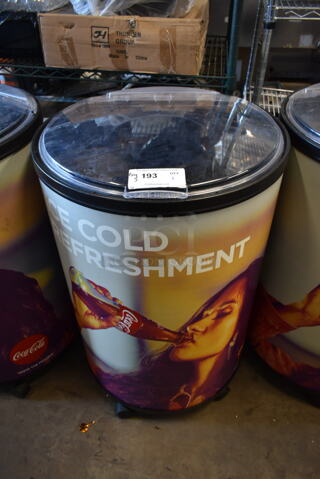 Metal Commercial Portable Drink Ice Cooler Merchandiser on Casters.