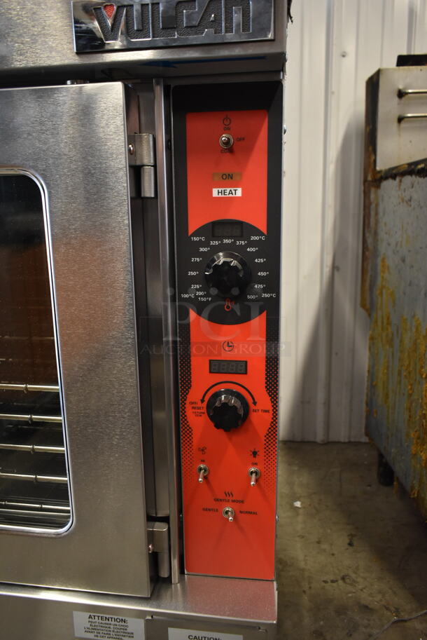 2 BRAND NEW SCRATCH AND DENT! Vulcan VC5ED ENERGY STAR Stainless Steel Commercial Electric Powered Full Size Convection Oven w/ View Through Doors, Metal Oven Racks and Thermostatic Controls on Commercial Casters. 240 Volts, 3/1 Phase. 2 Times Your Bid! Tested and Working! - Image 6 of 10