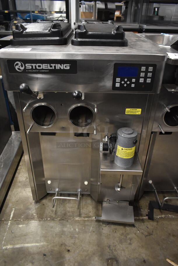 Stoelting Stainless Steel Commercial Countertop Air Cooled 2 Flavor w/ Twist Soft Serve Ice Cream Machine w/ Mixing Head Attachment. 208-240 Volts, 1 Phase.  - Image 3 of 8
