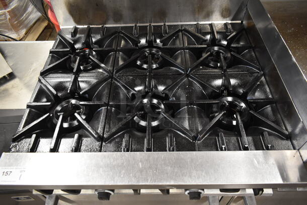 Garland SunFire X60-6R24RR Stainless Steel Commercial Natural Gas Powered 6 Burner Range w/ Right Side Flat Top Griddle, 2 Ovens, Over Shelf and Back Splash. - Image 4 of 12