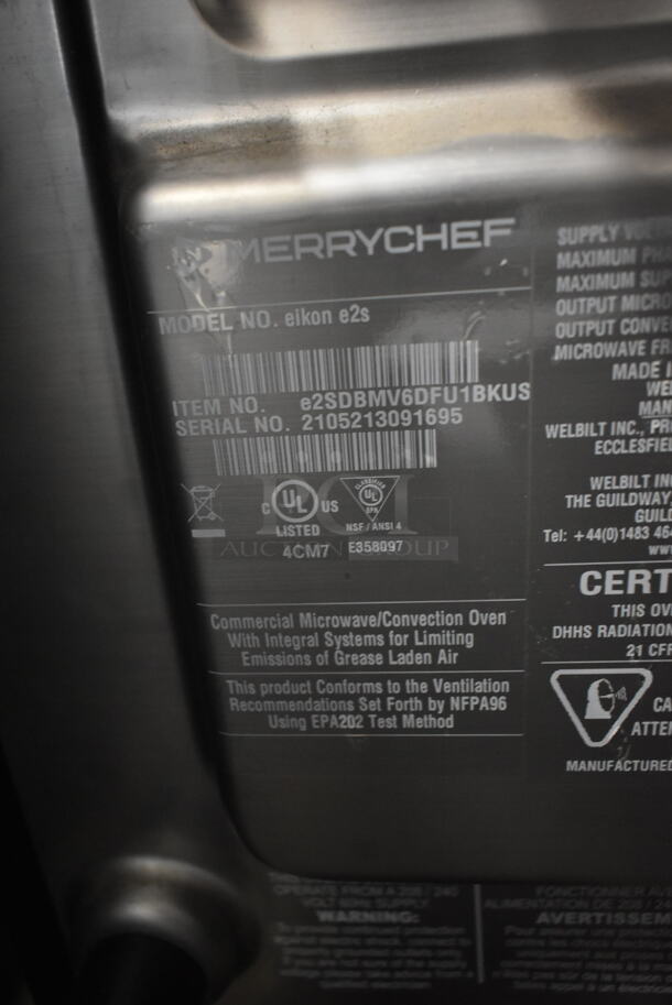 2021 Merrychef eikon e2s Stainless Steel Commercial Countertop Electric Powered Rapid Cook Oven. 208/240 Volts, 1 Phase.  - Image 6 of 7