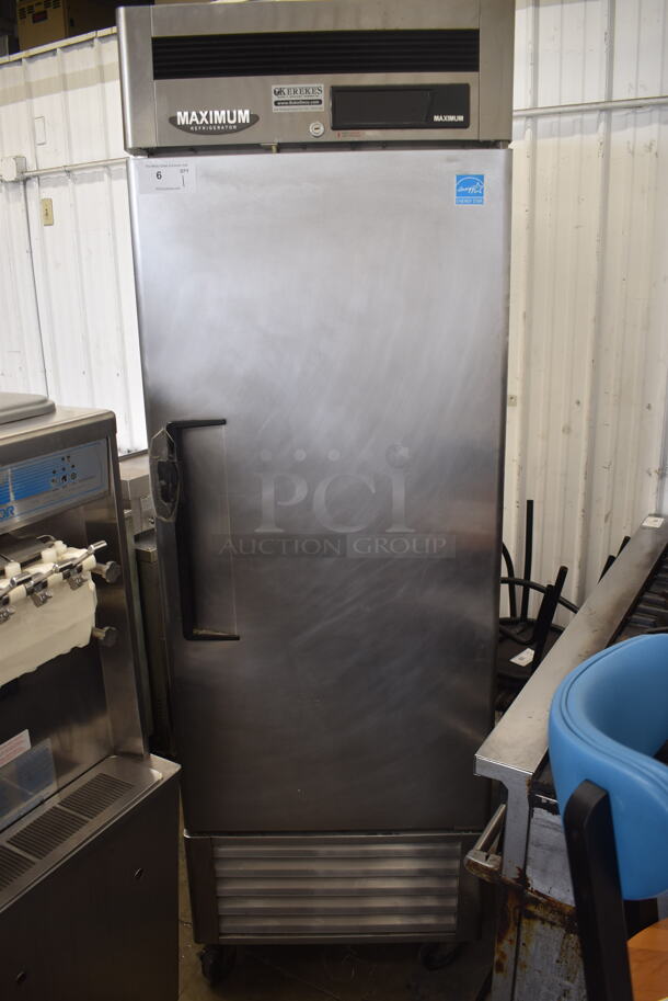 Maximum MSR-23NM Commercial Stainless Steel Solid Door Reach-In Cooler With Polycoated Shelves. 110-120V, 1 Phase. Tested and Working! - Image 1 of 5