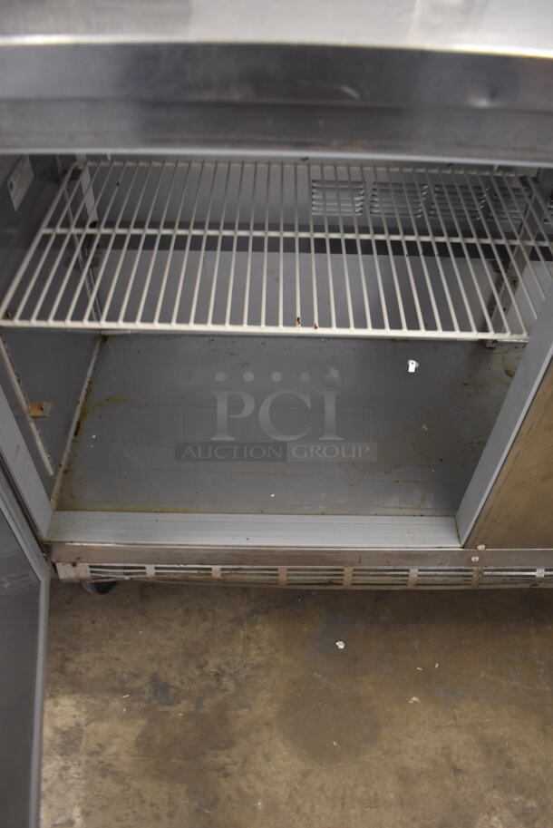 Beverage-Air WTR60A Commercial Stainless Steel 2-Door Undercounter Cooler With Polycoated Racks on Commercial Casters.  115V, 1 Phase. Tested and Powers On But Does Not Get Cold - Image 4 of 6