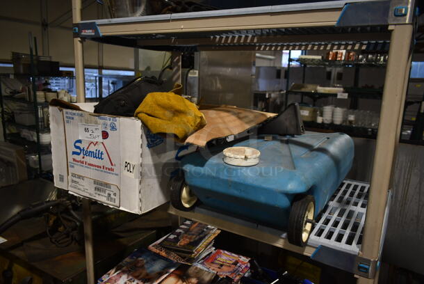 ALL ONE MONEY! 2 Tier Lot of Various Items Including Blue Poly Container. - Image 2 of 5