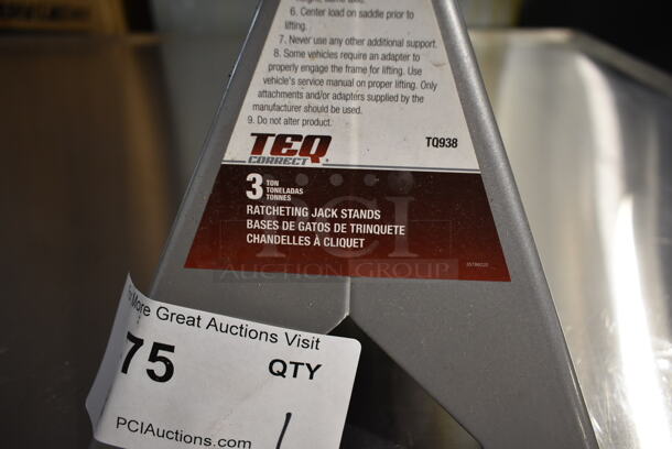 TEQ 3 Ton Gray Metal Ratcheting Jack Stand. - Image 3 of 5