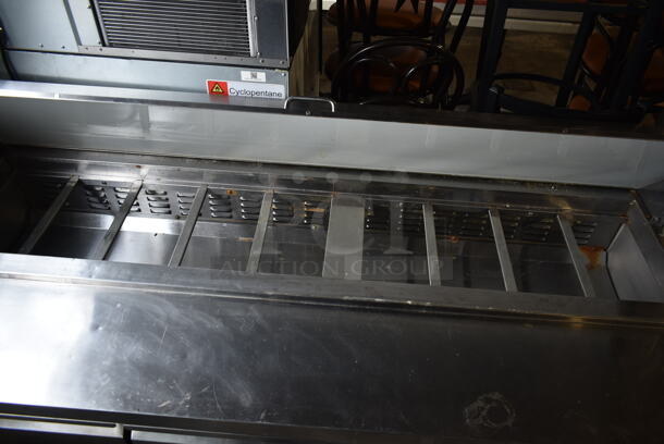 Avantco 178SSPT71HC Stainless Steel Commercial Sandwich Salad Prep Table Bain Marie Mega Top w/ Over Shelf on Commercial Casters. 115 Volts, 1 Phase. Tested and Powers On But Does Not Get Cold - Image 4 of 9