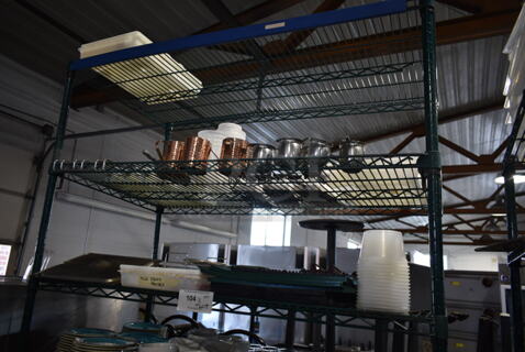 ALL ONE MONEY! Three Tier Lot of Various Items Including Metal Cream Pitchers and Stainless Steel Drop In Bin Lids