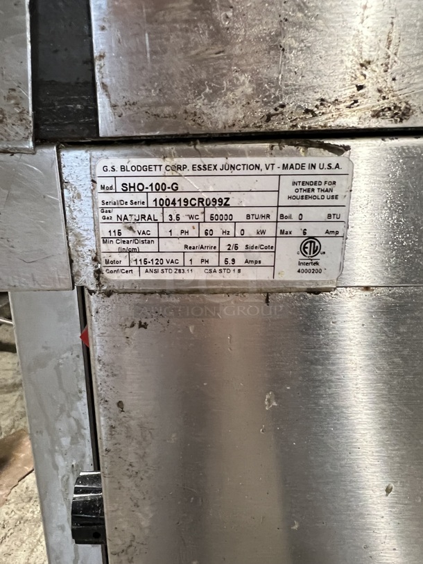 2 Blodgett SHO-100-G Stainless Steel Commercial Natural Gas Powered Full Size Convection Oven w/ View Through Doors, Metal Oven Racks and Thermostatic Controls. 38x39x71. 2 Times Your Bid! - Image 9 of 9