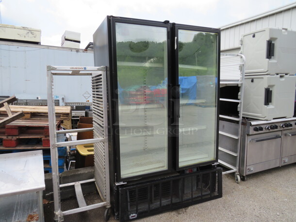 One 2 Door Masterbilt Glass Display Merchandiser Freezer With 8 Racks. 115-208-230 Volt. 1 Phase. Model# BLG-48HD. 52X33X81 - Image 2 of 3