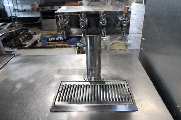Perlick Model DDS36 Stainless Steel Commercial Direct Draw Kegerator w/ 4 Head Beer Tower and 4 Couplers on Commercial Casters. 115 Volts, 1 Phase. 36x25x52. Tested and Working! - Image 2 of 7