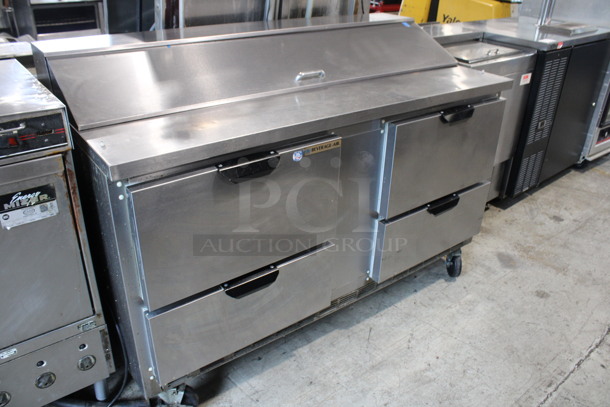 Beverage Air Model SPED60HC-16-4 Stainless Steel Commercial Sandwich Salad Prep Table Bain Marie Mega Top w/ 4 Drawers on Commercial Casters. 115 Volts, 1 Phase. 60x30x41. Tested and Working! - Image 7 of 7