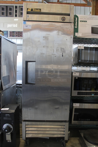 2013 True T-23F ENERGY STAR Stainless Steel Commercial Single Door Reach In Freezer w/ Poly Coated Racks on Commercial Casters. 115 Volts, 1 Phase. Tested and Working!
