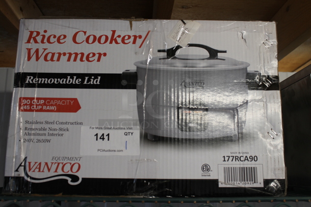 BRAND NEW IN BOX! Avantco 177RCA90 Metal Countertop Rice Cooker.  - Image 1 of 2