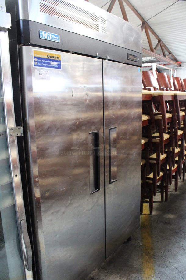 Turbo Air Model M3R47-2 Stainless Steel Commercial 2 Door Reach In Cooler w/ Poly Coated Racks on Commercial Casters. 115 Volts, 1 Phase. 52x31x83. Tested and Working! - Image 4 of 7