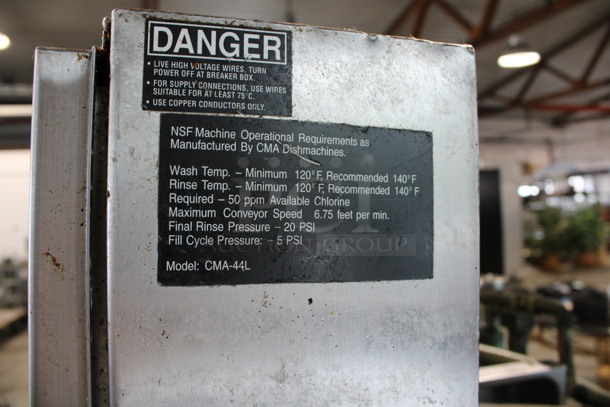 CMA Model CMA-44 Stainless Steel Commercial Conveyor Dishwasher. 64x30x70 - Image 9 of 9