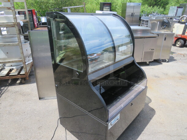One Avantco Refrigerated Curved Dual Service Air Curtain Merchandiser On Casters. Model# 224BCAC36. 115 Volt. 36X31X59. $3499.00/ - Image 2 of 3